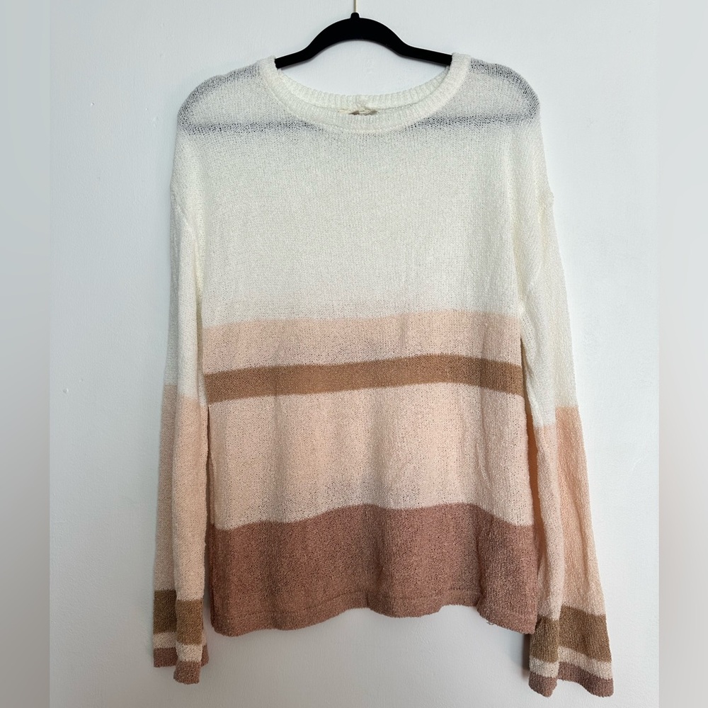 Anthropologie Mystree Color block Sheer Knit Sweater